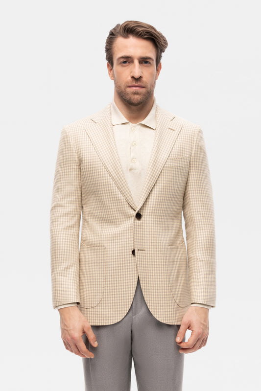 Beige-grey checkered jacket