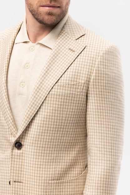Veste à carreaux beige