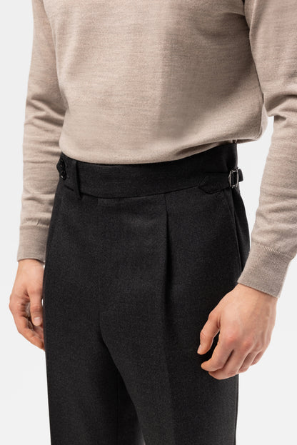 Navy blue houndstooth 4-ply trousers