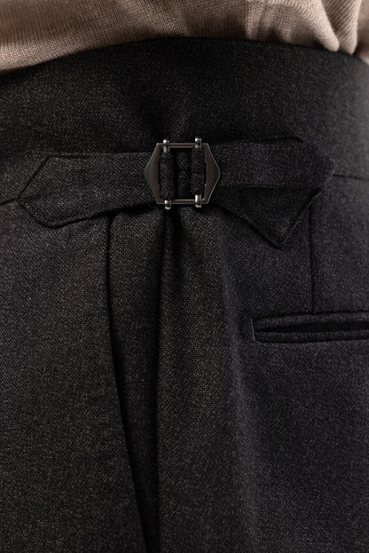 Navy blue houndstooth 4-ply trousers