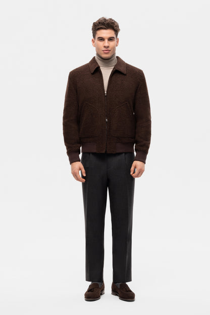 Blouson aviateur en laine non teinte