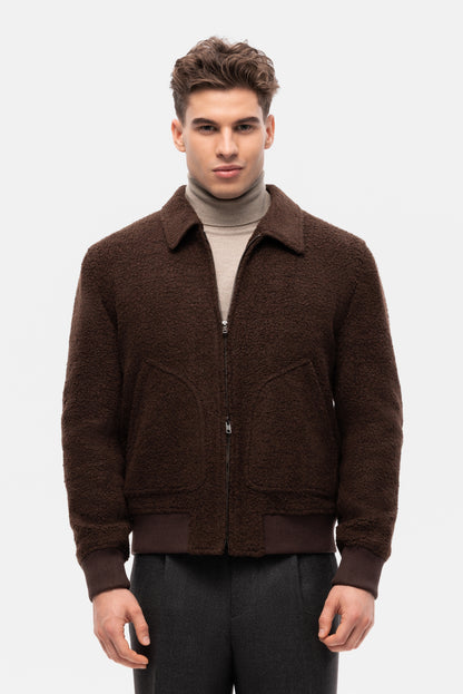 Blouson aviateur en laine non teinte