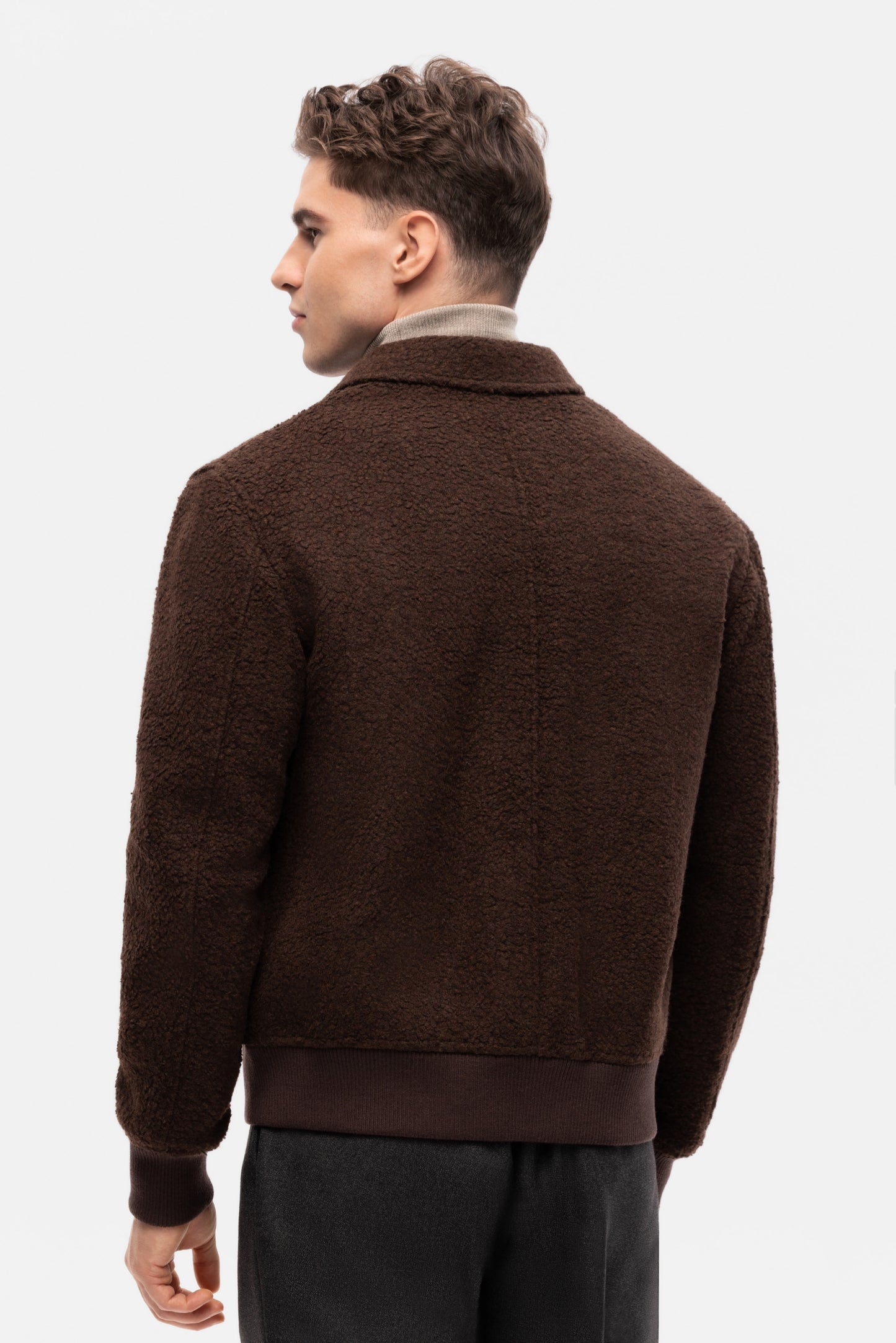 Blouson aviateur en laine non teinte