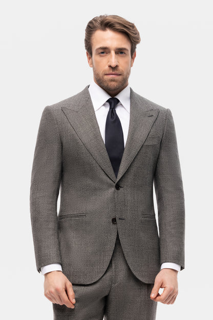 Szary garnitur z wełny w kratę Glencheck