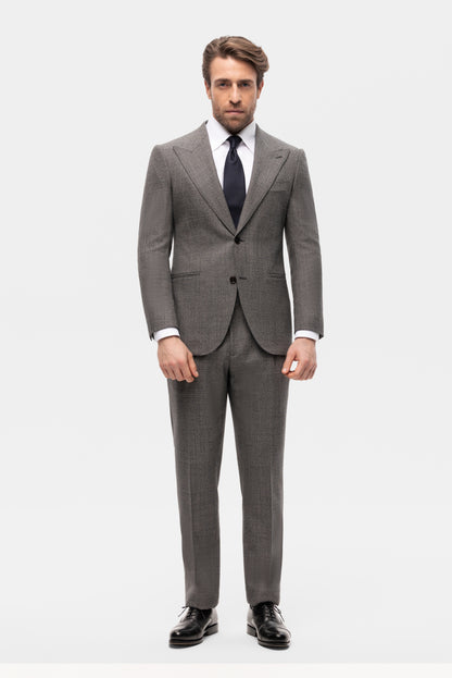 Szary garnitur z wełny w kratę Glencheck