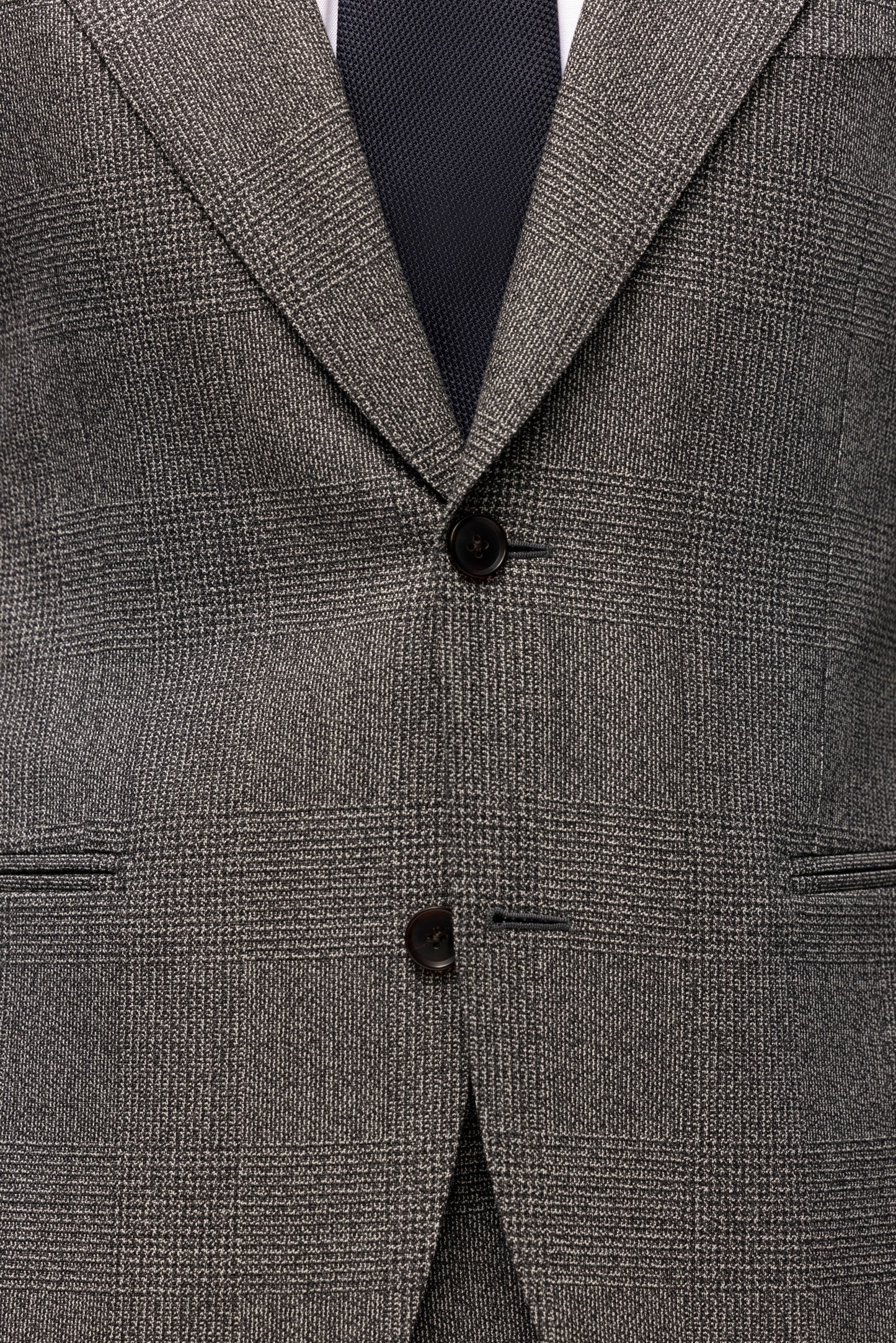 Szary garnitur z wełny w kratę Glencheck