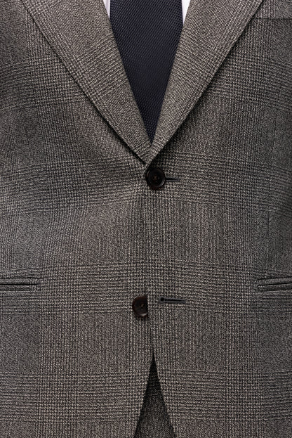 Szary garnitur z wełny w kratę Glencheck