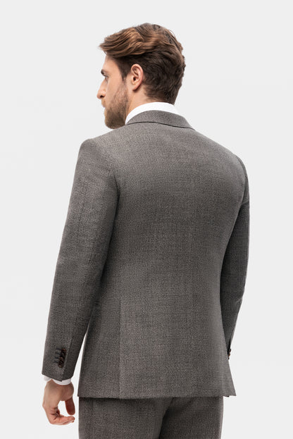 Szary garnitur z wełny w kratę Glencheck