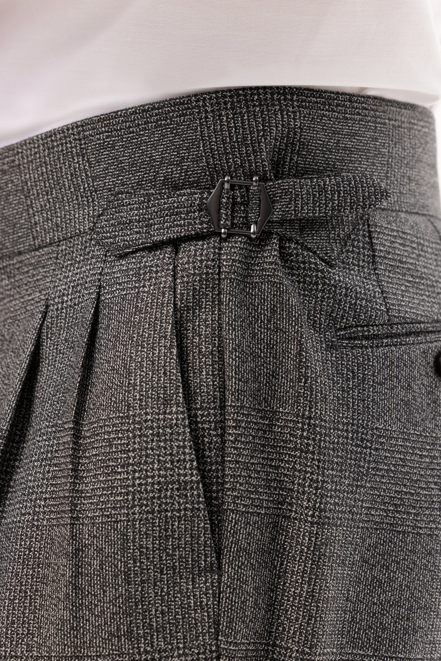 Szary garnitur z wełny w kratę Glencheck