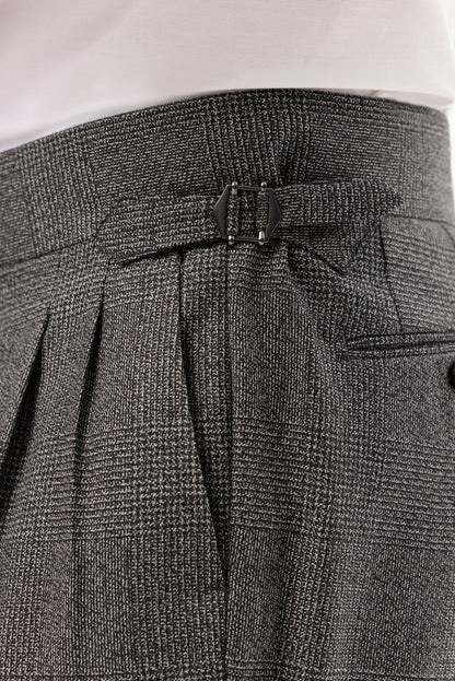 Szary garnitur z wełny w kratę Glencheck