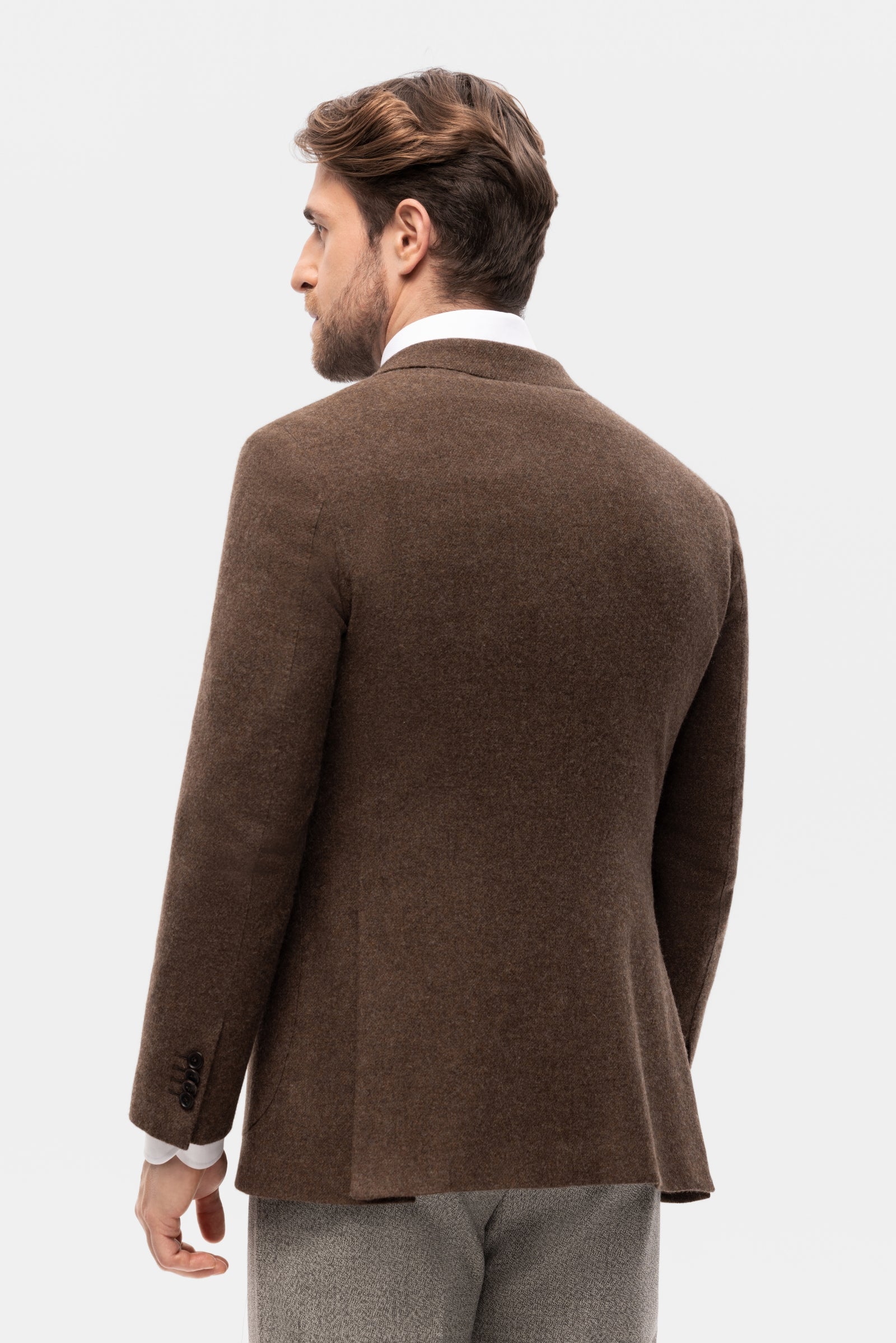 Brown brushed wool double-breasted jacket – Herse
