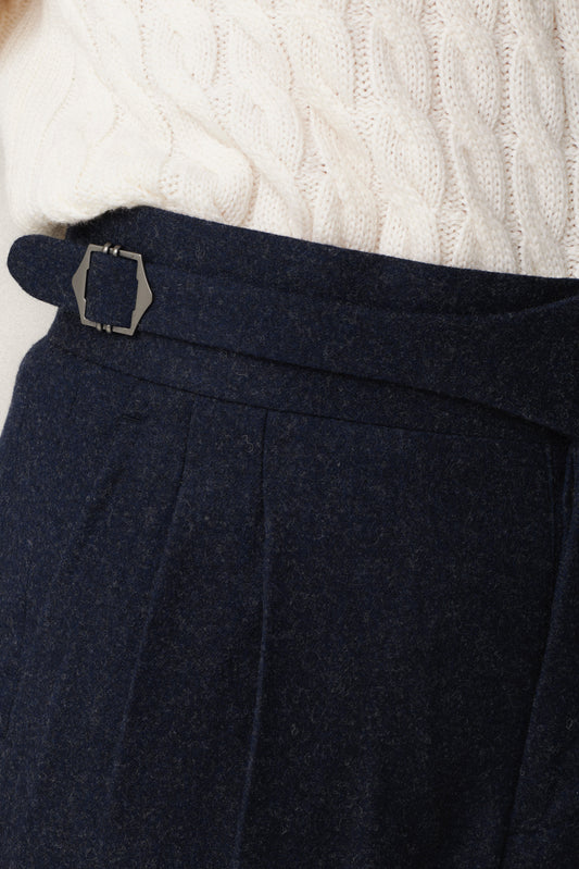 Pantalon en flanelle Gurkha bleu marine