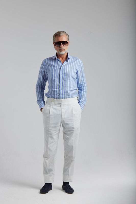 Pantalon en seersucker de coton blanc