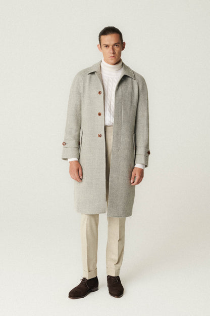 Manteau raglan en laine gris clair