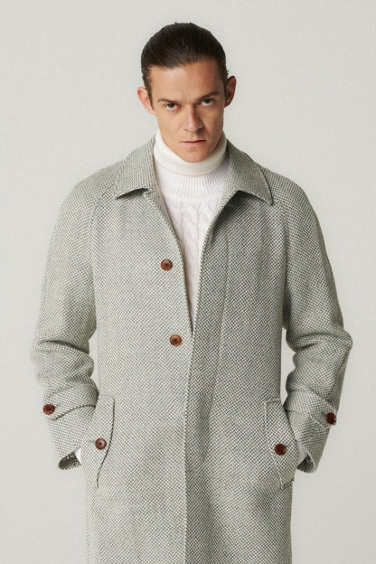 Manteau raglan en laine gris clair