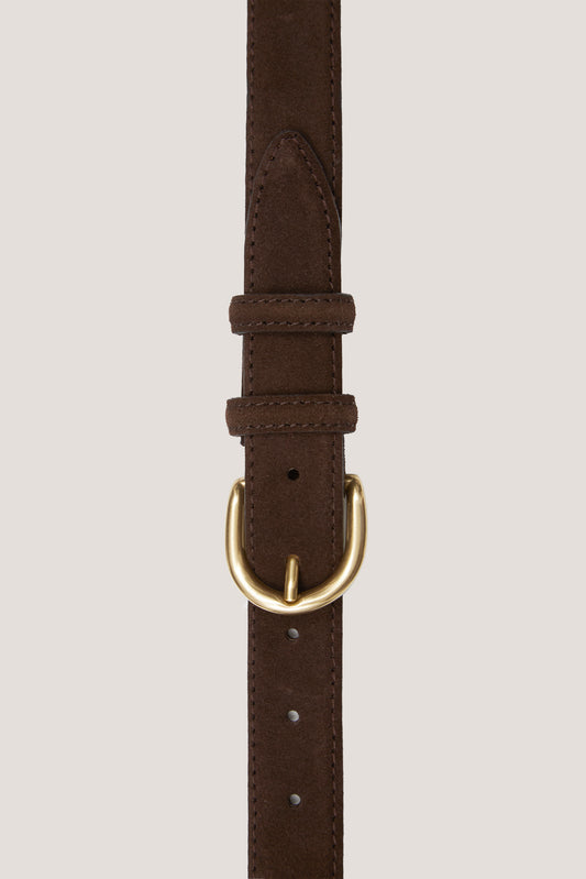 Ceinture « règle » en daim marron